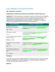 4 06 Reactions In Our World Lab Report Docx 4 06 Reactions In Our