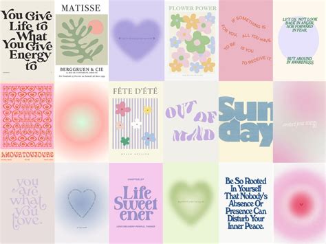 75 Danish Pastel Aesthetic Wall Collage Kit Danish Pastel Etsy