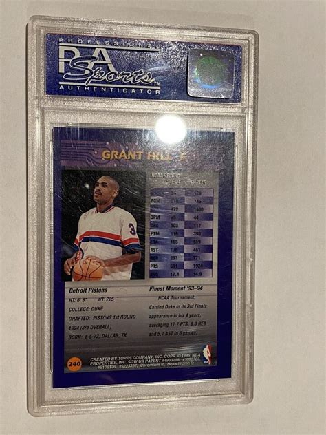 Finest Grant Hill Rookie Pistons Rc Psa W Coating Ebay