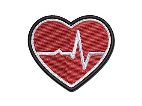 EKG Pulse Heart Beat Multi Color Embroidered Iron On Patch Applique