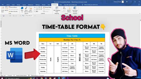 How To Make Time Table For School In Microsoft Word Time Table Kaise