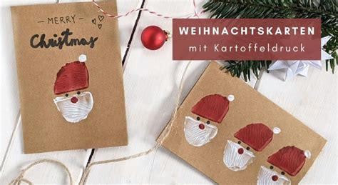 DIY Geschenktüten und Karten mit Weihnachtsmann Kartoffeldruck