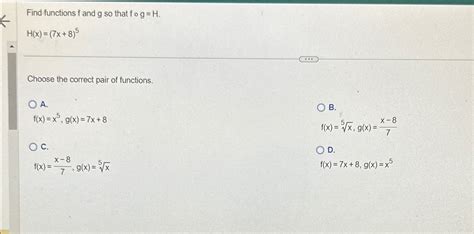 Solved Find Functions F And G So That Chegg