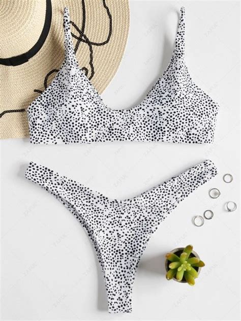 58 OFF POPULAR 2020 ZAFUL Scoop Leopard High Leg Bikini In WHITE