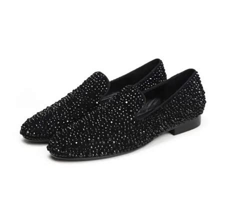 New Silver And Black Suede Men Shoes Exquisite Crystal Wedding Men And