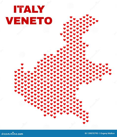 Veneto Region Map Mosaic Of Lovely Hearts Stock Vector Illustration