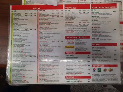 Menu At Joeys Pizza Mumbai Shop 1