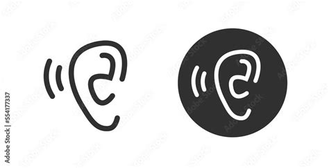 Ear listen icon vector line art or hear whisper noise sound impaired logo pictogram flat graphic ...