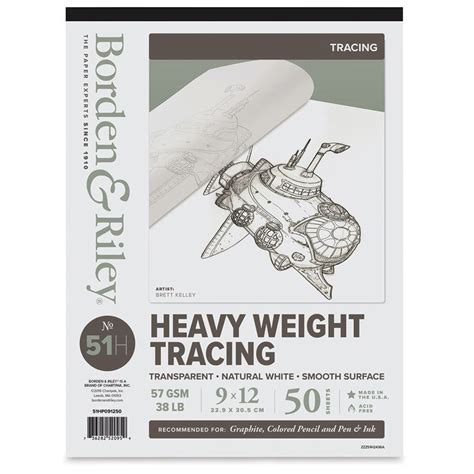 Borden And Riley 51 Parchment Tracing Paper Pad 9 X 12 50 Sheets