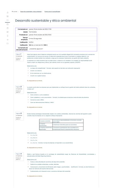 Puntos Extra 4 Autocalificable Desarrollo Sustententable Y Etica