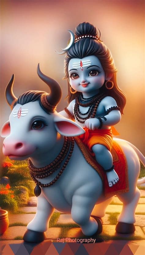 🙏🌺 My Cute Bholenath Riding On Nandi हर हर महादेव 🙏🌺 Photo To Cartoon God Illustrations