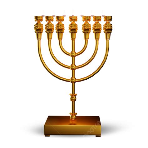 Traditional Candle Golden Menorah Curve Frame With Fire 3d Rendering ...