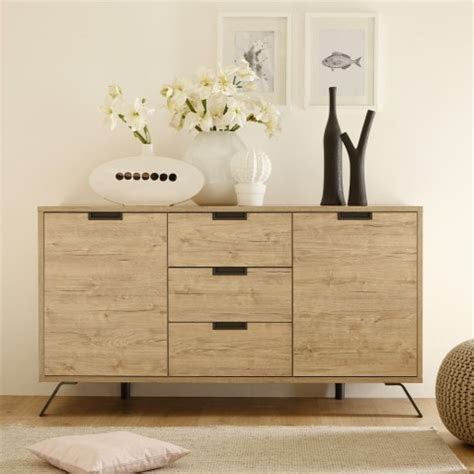 Credenza Madia Soggiorno In Legno Rovere Ante Cassetti Huki Palma