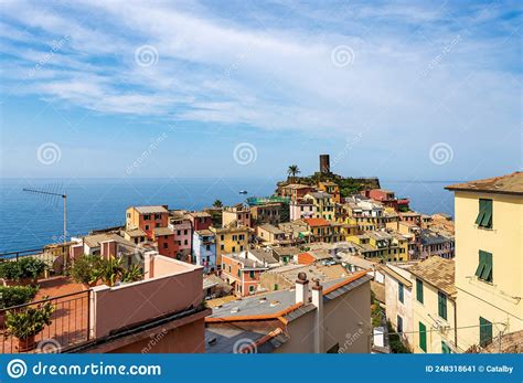 Ancient Vernazza Village And Seascape In Liguria Cinque Terre Italy