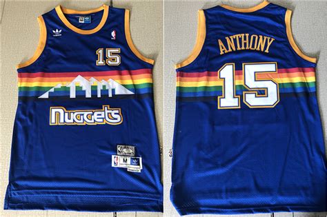 Denver Nuggets 15 Carmelo Anthony Blue Rainbow Swingman Throwback