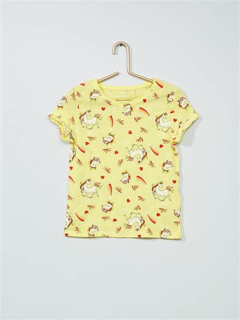 Tee Shirt Imprim Jaune Kiabi