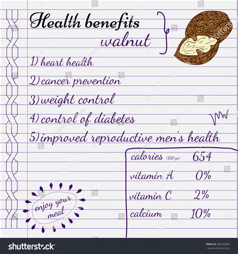 Health Benefits Walnut Nutrition Facts Infographics เวกเตอร์สต็อก