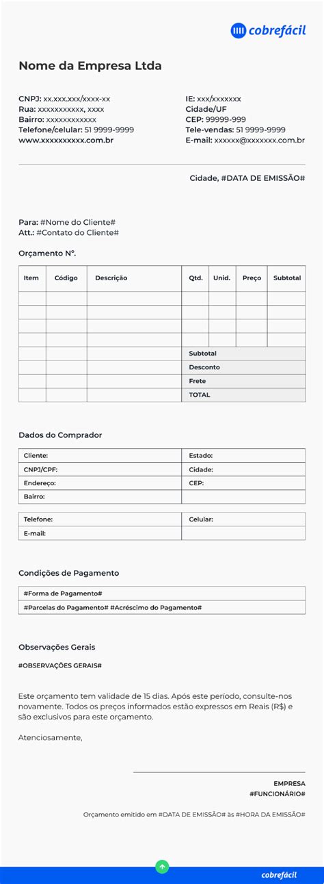 Modelo De Or Amento Como Fazer E Enviar Para Clientes Cobre F Cil