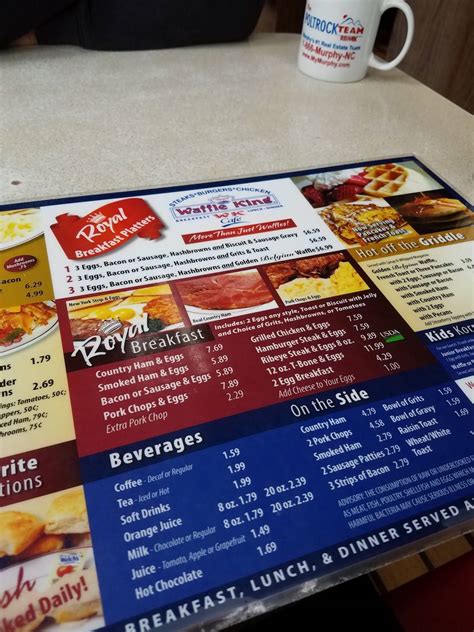 Menu at Royal Waffle King restaurant, Murphy