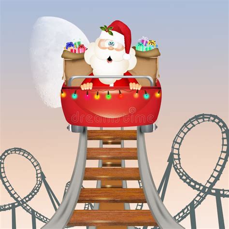 Illustration of Santa Claus on Roller Coaster Stock Illustration - Illustration of present ...