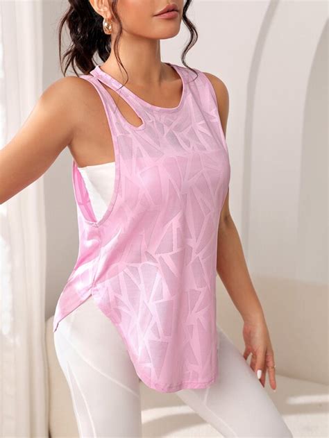 Yoga Basic Top Tank Deportivo Con Estampado Geom Trico Con Abertura