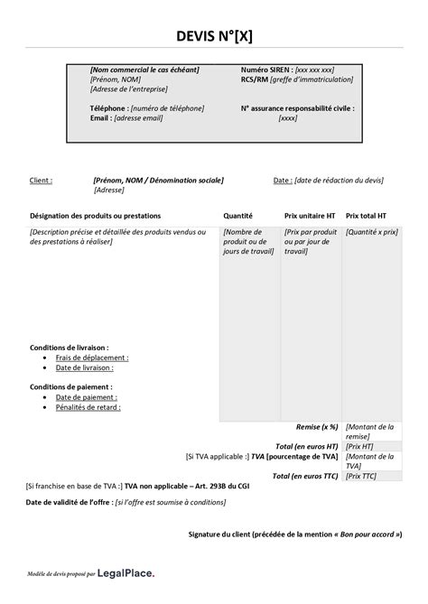 Devis en tant qu auto entrepreneur mode d emploi et modèle