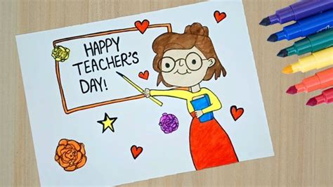 Happy Teacher S Day Drawing How To Draw Teacher S Day Chart Easy