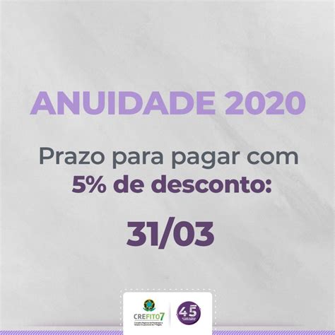 Pague a cota única da anuidade 5 de desconto Conselho Regional