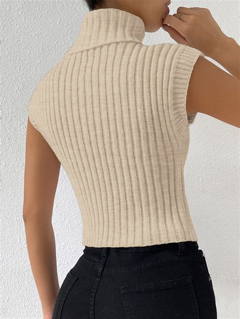 Shein Essnce Turtleneck Ribbed Knit Top Shein Usa