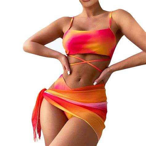 Susanny Women S Piece Tie Dye Bikini Sets Lace Up Swimsuits With