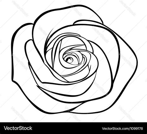 Black silhouette outline rose isolated on white Vector Image