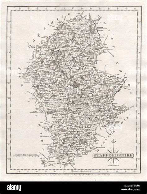 Antique County Map Of Staffordshire By John Cary 1787 Old Chart Stock