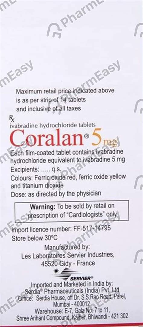 Coralan 5 Mg Tablet 10 Uses Side Effects Price And Dosage Pharmeasy