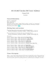 As Syllabus Pdf As Calculus Iii Course Syllabus