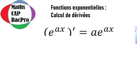 Fonctions exponentielles calcul de dérivées YouTube