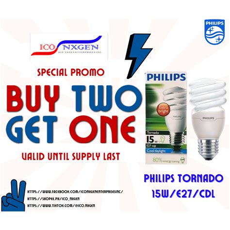 Philips Tornado 15w E27 Cool Daylight Buy 2 Take 1 Shopee Philippines