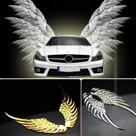 READY STOCK 1 Pair 3D Chrome Angels Wings Car Emblem Badge Decal Logo