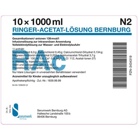 RINGER ACETAT LÖSUNG Bernburg 10x1000 ml Shop Apotheke