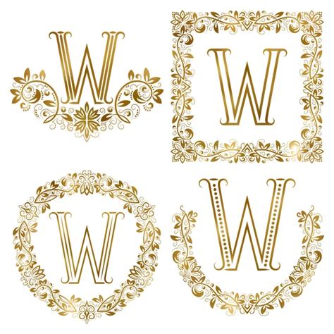 Golden Letter M Vintage Monograms Set Stock Vector Vectordivider