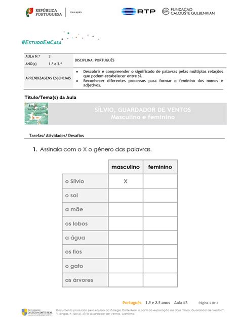 portuguesaula masculino  femininoo   anos