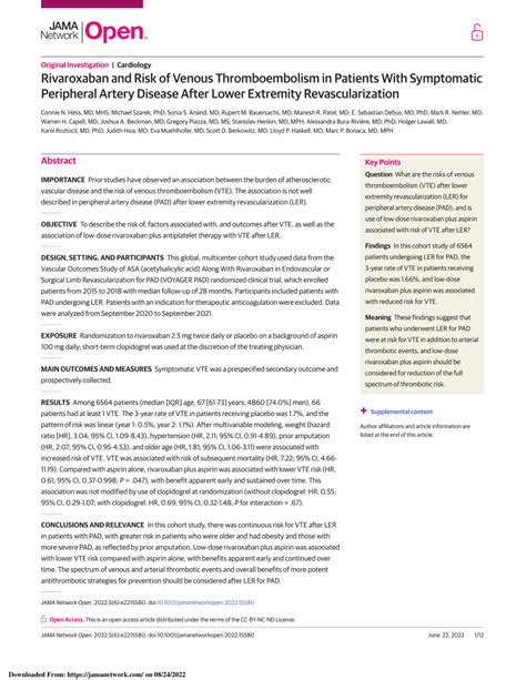 Pdf Rivaroxaban And Risk Of Venous Thromboembolism In Patients With