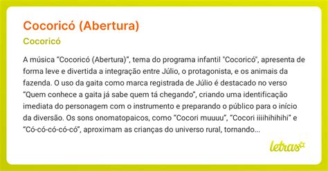 A Mina E Cocoricó Letra - Significado da música COCORICÓ (ABERTURA) (Cocoricó) - LETRAS.MUS.BR