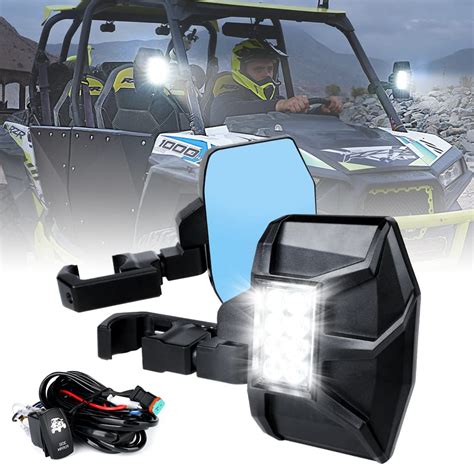 Buy Xprite Utv Rzr Side Rear View Mirrors W Led Lights Heavy Duty