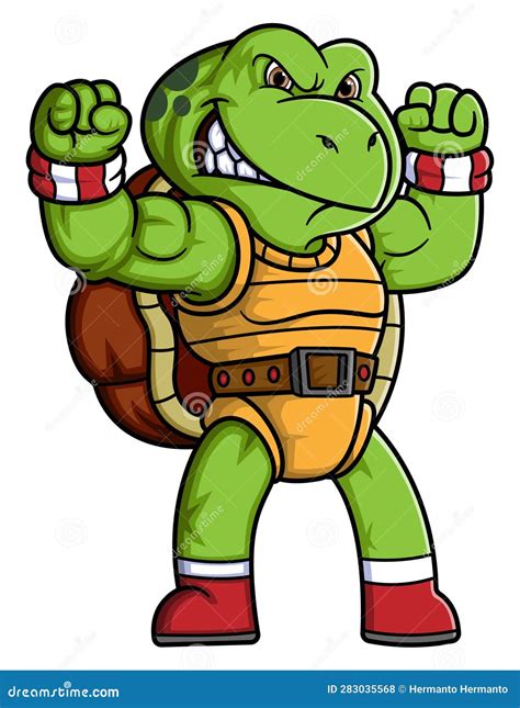 Angry Turtle Character With Good Pose Stock Vector Illustration Of