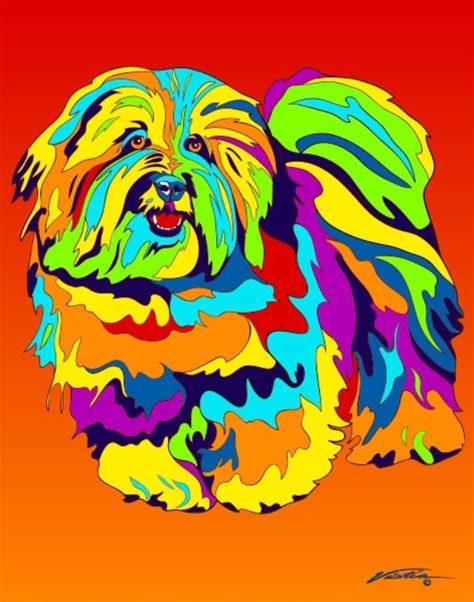 Multi Color Coton De Tuléar Dog Breed Matted Prints And Canvas Giclées