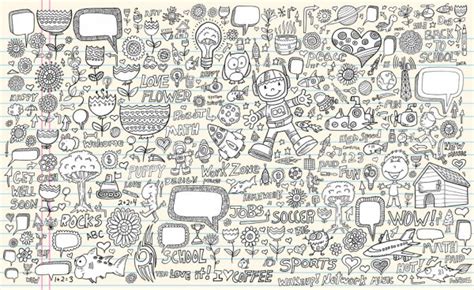 Notebook Doodle Sketch Design Elements Vector Illustration Set — Stock ...