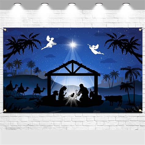 Amazon AOFOTO 5x3ft Stable Nativity Scene Background Shiny Star