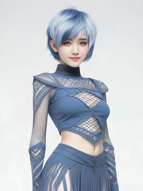 Premium AI Image | A Japanese anime cosplay girl with blue hair