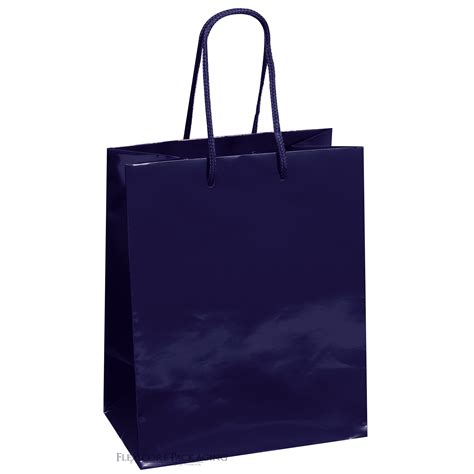 Navy Blue Gloss Paper Bag 8x4x10 25ct