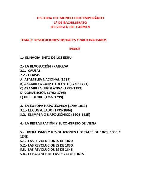 Historia Del Mundo ContemporÁneo 1º Bachillerato Tema 2 Pdf